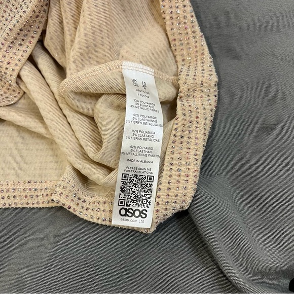 ASOS Mini Skirt Gold Skin toned glitter mini skirt size 6 - Picture 5 of 7